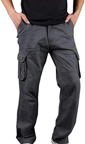 מכנסי מטען בסקוויש לגברים מכנסי עבודה רגועים בכושר מכנסיים מרובי כיסים עבודה חיצונית מכנסי טרנינג מכנסיים