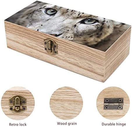 Nudquio Snow Snow Leopard Cober Storage Box עם מנעול רטרו לתמונות תכשיטים מזכרת מתנה דקורטיבית