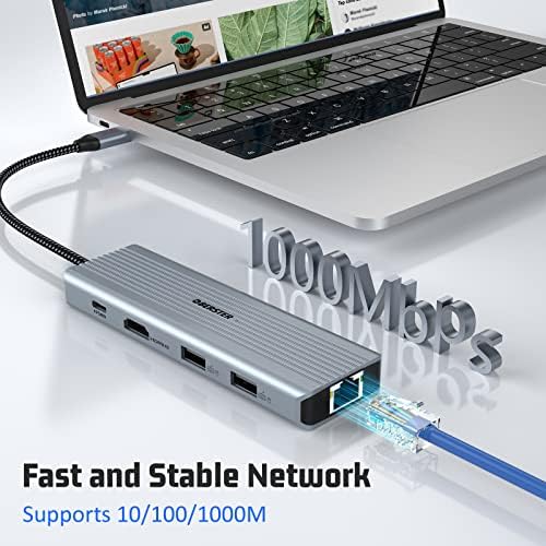 תחנת עגינה רכזת USB-C עבור MacBook M1, Oberster Monitor 10 ב- 1 USB C Dock עם HDMI 4K, 4 USB 3.0,