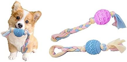 צעצועי לעיסה של גור, צעצוע בקיעת שיניים עמיד לכלב עם חבל בד כותנה, גורים וצעצועי יום הולדת לכלבים קטנים