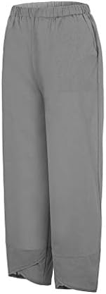 מכנסי קפרי מזדמנים לנשים כותנה ישר כותנה מכנסי טרקלין וינטג