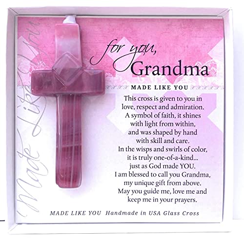 מתנה סנטימנטלית לסבתא מהנכדה/נכד - בעבודת יד בארהב צלב זכוכית וסבתא - מתנה לסבתא ליום האם/חג