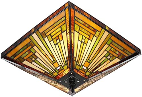 TFCFL TIFFANY סגנון תאורת תקרה, ויטראז 'זכוכית 14 אינץ' סמי