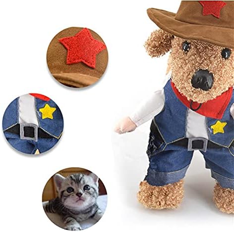 תחפושת לכלב קאובוי חמה עם בגדי כלב כובע תלבושות ליל כלב לחתול ולכלב קטן