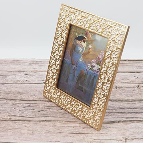 Hymmah 5x7 מסגרת תמונה זהב מסגרת תמונה מקושטת מסגרת מרקם מסגרת תמונה עם שרף בעבודת יד עם כן כן כן