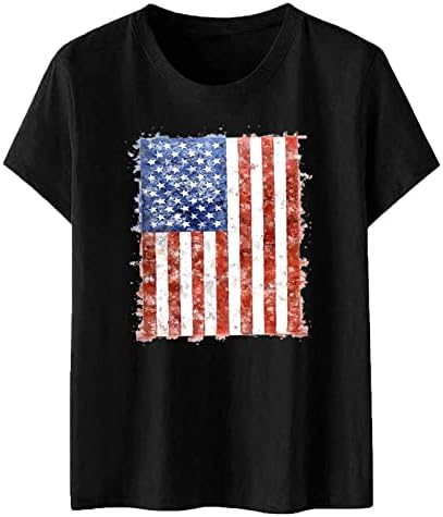 חדש יום נשים חולצה נשים אמריקה דגל הדפסת צוואר קצר שרוול חולצה חולצות טיז חולצה בתוספת גודל מתגנדר חולצות