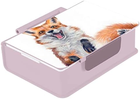 Alaza חמוד שועל דפוס בעלי חיים הדפס בנטו קופסת ארוחת צהריים BPA ללא דליפה מכולות ארוחת צהריים עם מזלג וכף,