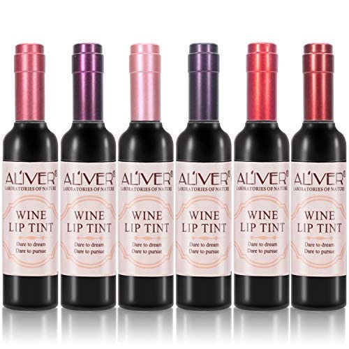 6 צבעים יין שפתיים גוון, טבעי נוזל שפתון לאורך זמן מיני איפור גלוס מט שפתיים מקלות יין בקבוק