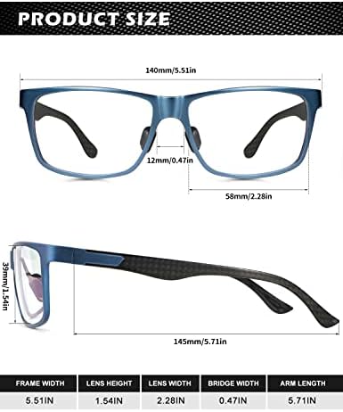 כחול אור משקפיים גברים, משודרג סיבי פחמן מקדש מחשב משקפיים גברים, מלבן משחקי משקפיים אנטי עייפות