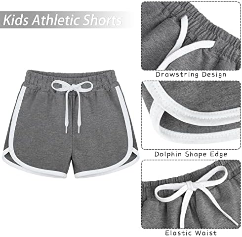 POROKA 5 חבילות בנות מכנסיים אתלטים רצים עם ביצועי משיכה של מכנסיים קצרים במכנסיים קצרים לילדים