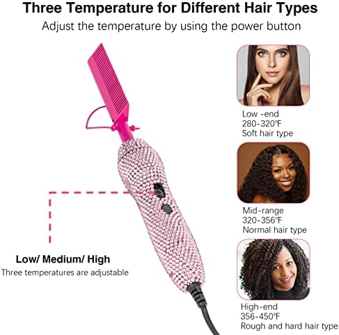 חשמלי חם מסרק שיער מחליק, חשמלי מיישר מסרק קרלינג ברזל עבור טבעי שחור שיער פאות, חם מסרק חשמלי עבור פאות 450 ו