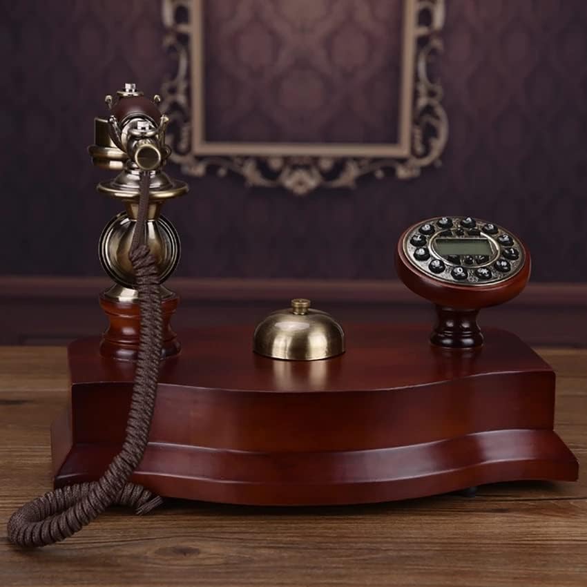 ZLXDP טלפון עתיק טלפון קווי טלפון מעץ מוצק עם מזהה מתקשר, חיוג כפתור, יבשנים עם תאורה אחורית, רינגטון מכני