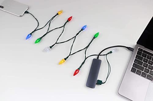 Penmerr Light Light טלפון מטען מטען USB ונורה טעינה כבל 50 אינץ '10 נורה רב צבעונית, תואמת למיקרו