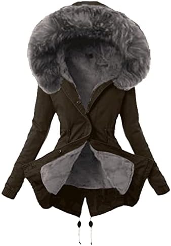 מעיל פארקה חם וחורף של נשים עם חורף עם פו פו -פו נשלף מעילי פרווה מעילי הלבשה חיצונית