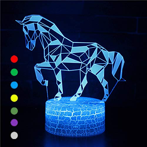 לואר 3 מנורת סוס הוביל לילה אור 7 צבעים שינוי אשליה לילה מנורת עבור חדר קישוט