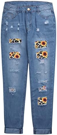 מכנסי נשים בגודל 14 ג'ינס נשים צבע וג'ינס קרוע דפוס פלורד פלוס מכנסיים בגודל מכנסיים קצרים ג'ין