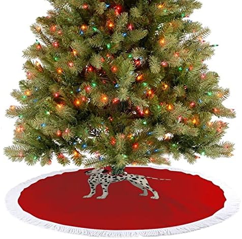 חצאית עץ חג המולד של כלב דלמטי מצחיק לקישוטים למסיבות חג עם תחרה ציצית