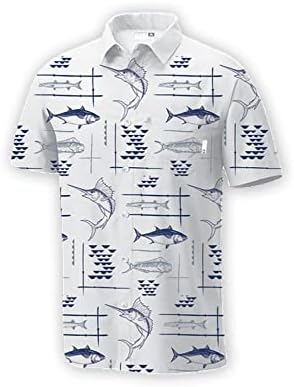 מומנטום ציוד נוחות ביצועים של גברים כפתור שרוול קצר למעלה חולצה יבשה מהירה 50+ חולצת דיג UPF