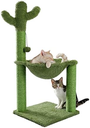 קקטוס חתול גרוד עם סיסל חבל חתול גרדן עץ מגבת עם נוח מרווח ערסל חתולי טיפוס מסגרת