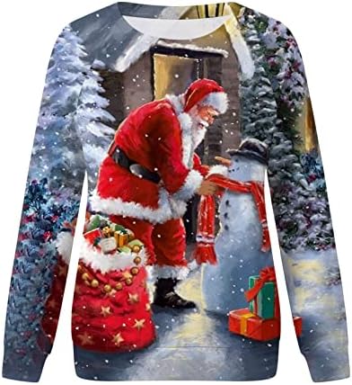 נשים בבאגי סוודר טוניקת חולצות טרנדי צווארון עגול הסווטשרט ענקיות מגשרי מצחיק חולצות חג המולד בסוודרים