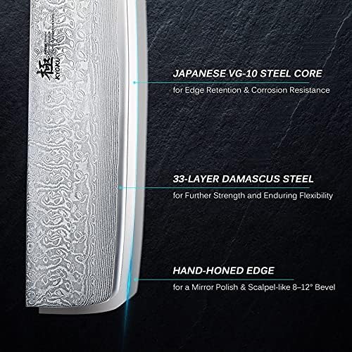 קיוקו 3.5 קילוף סכין + 7 קצבים סכין + 7 סכין נקירי - סדרת שוגון-יפני וי 10 ליבת פלדה מזויף דמשק להב