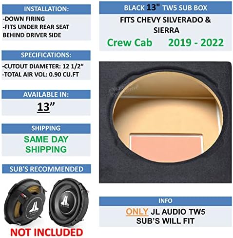 13 תיבת משנה אטומה יחידה עבור CAB CAB CAB 2019-2022 מארז וופר עבור JL AUDIO TW5 SUBS CABLER SHAKER SHAKER