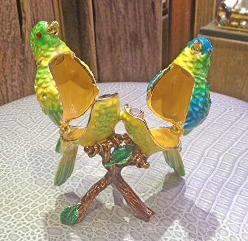 Znewlook Faberge Bird Bideweweled תיבת תכשיטים גבישים קופסת תכשיטים לקריסטל לטבעת מתכת עיצוב
