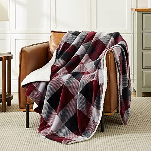 L'Agraty Sherpa שמיכה שמיכה משובצת שמיכות סופר רכות וזריקות לספה, שמיכה לזרוק קטיפה חמה לספה כיסא, שמיכה נעימה