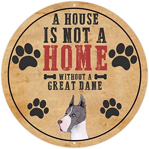 כלב מצחיק שלט פח של בית הוא לא בית בלי דיין נהדר עגול עגול מחמד קולב דלתות עם כלב ציטוט רטרו מתכת פוסטר