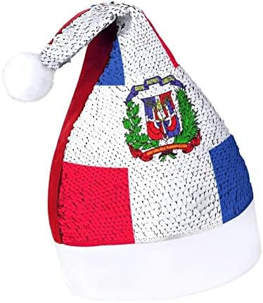 הרפובליקה הדומיניקנית דגל מצחיק חג המולד כובע נצנצים סנטה קלאוס כובעי גברים נשים חג המולד מסיבת