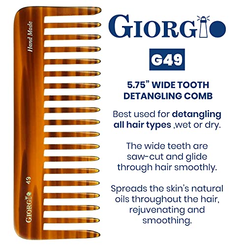 ג ' ורג 'יו ג49 מסרק גדול בגודל 5.75 אינץ', שיניים רחבות לשיער גלי מתולתל עבה. מסרק מסיר שיער ארוך
