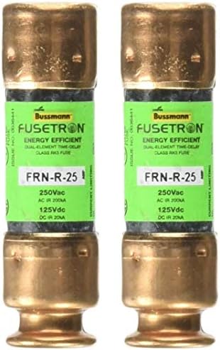 Bussmann BP/FRN-R-25 25 AMP FUSETRON אלמנט כפול מעכבה זמן מעמד זרם מגביל נתיכים RK5, 250V UL רשום, 2 חבילה