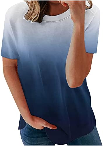 צמרות קיץ נשים 2023 עניבה צבע הדפסת OMBRE חולצה מזדמנת חולצה רופפת שרוול קצר טוניקות טוניקות לבוש