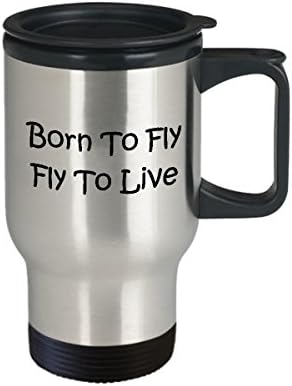 מסוק מצחיק טייס קפה קפה ספלי טיול כוס תה מושלם ליום הולדת לחג המולד רעיון לגברים נשים שנולדו לעוף לטוס כדי לחיות
