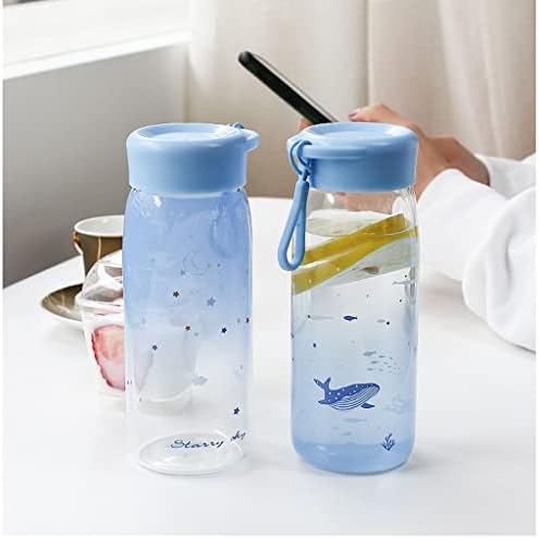 בקבוקי מים ניתנים למילוי חוזר בקבוקי מים זכוכית 350 מל בקבוק מים עם ידית בקבוקי מים חיצוניים בריאה