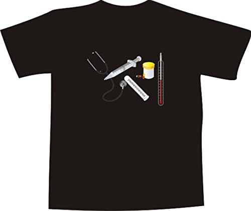 חולצת טריקו דרקון שחור לגברים ונשים E186 עם טביעת חזית צבעונית - ניתוח סטטוסקופ מיוחד