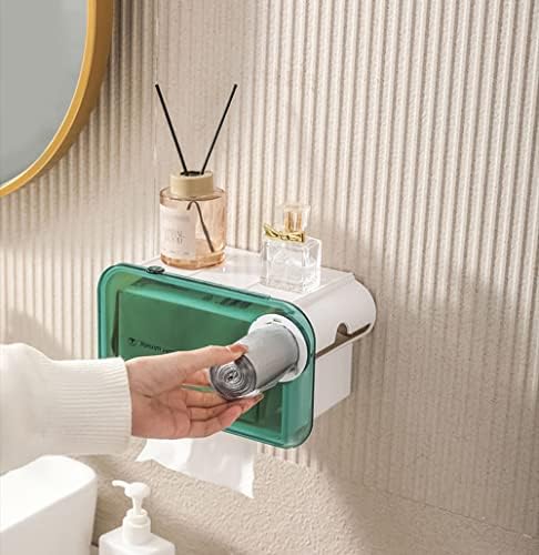 מחזיק נייר טואלט FXBZA מחזיק קיר ללא קידוח מחזיק נייר טואלט מחזיק גליל רקמות עצמיות למטבח אמבטיה -ירוק