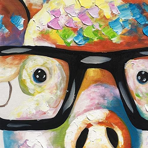 צפרדע כלב חזרזיר קיר קיר ציור שמן צבוע ביד צבע מעניין צבע בעלי חיים ציור חדר ילדים קישוט קיר קישוט חדר שינה