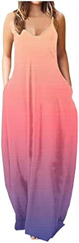 נשים של קיץ שמלות 2023 מזדמן ספגטי רצועת פרחוני צווארון שרוולים גבוהה מותן רופף מקסי הוואי חוף שמלה