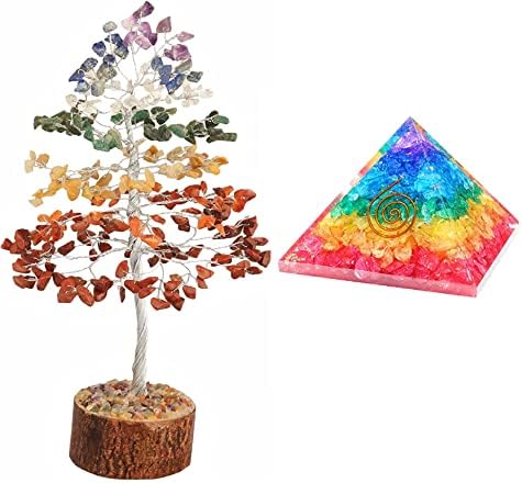 שבעה עץ צ'אקרה של חיים, עץ קריסטל ושבעה צבעים אוניקס פירמידות ריפוי אבן רייקי צ'אקרה איזון אבן ומשרד תפאורה