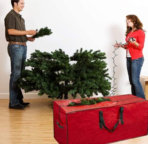 וופיי גרלנד שקית אחסון מעץ חג המולד רוכסנים כפולים עמידים למים ואבק עם ידיות מחוזקות מתאימים לעץ חג המולד