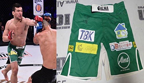 Hisaki Kato החתום על Bellator 170 קרב שחוק מכנסיים קצרים משומשים גזעים באס COA חתימה - חתימה
