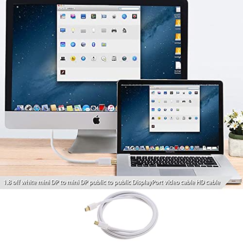 Sing F Ltd Mini DisplayPort to Mini DisplayPort כבל לבן 1.8M תואם ל- MacBook Pro/Air Imac Surface Pro 3/4/5