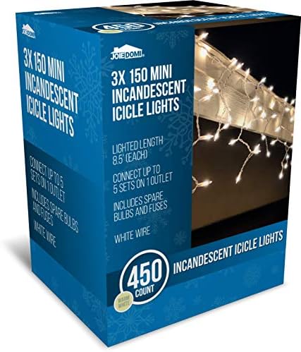 ג ' וידומי 3 חבילות של 150 אורות קרחונים ליבון לחג המולד לקישוטים פנימיים וחיצוניים, אירועי חג המולד,