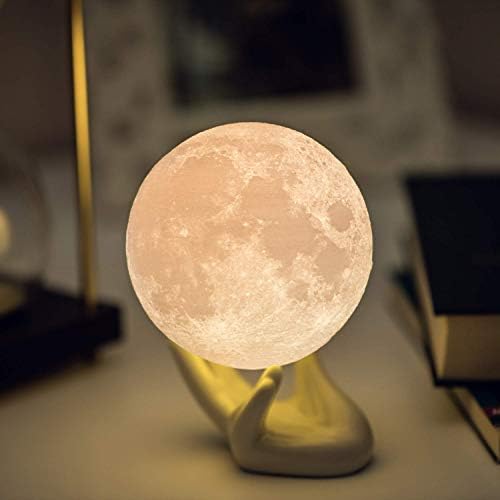 מנורת ירח מיני זוהרת-משרד, עיצוב חדר-אור לילה לילדים 3, 2 צבעים, מעמד יד קרמי-מתנת יום הולדת ייחודית
