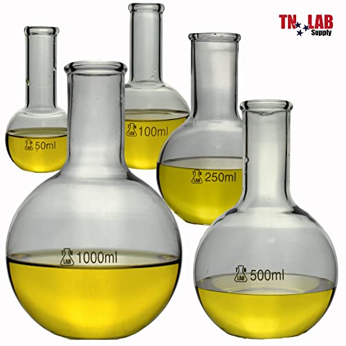 מעבדה תחתית שטוחה בקבוק רותח סט 5 חלקים 50-100-250-500-1000 מ ל