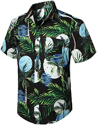 גברים של הוואי חולצות קצר שרוולים קיץ מזדמן טרופי חולצות פרחוני כפתור למטה חופשת חוף אלוהה הוואי חולצה
