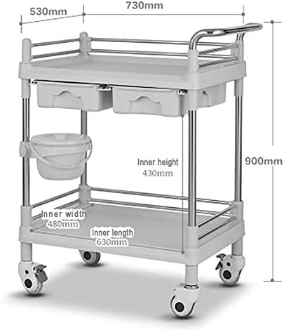 Ygcbl Multifunction משאיות ידיים ניידות, כלי עגלה ביתית סלון יופי נייד עגלה מתגלגלת עם מגירה, דלי עפר, נייד