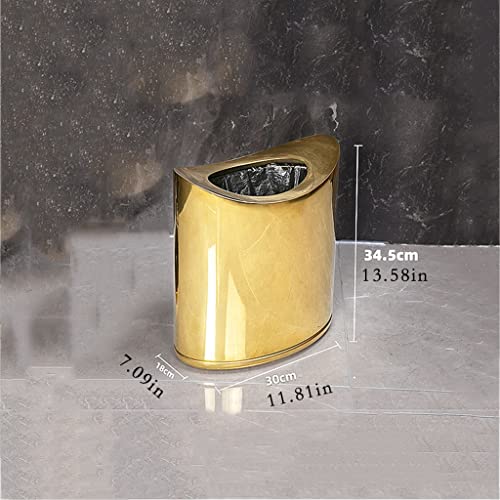 פח אשפה של Ataay זבל פח אשפה נירוסטה פח סלון בית זבל יכול יצירתי בסל נייר שולחן עבודה פשוט/זהב/10L
