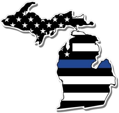 GT גרפיקה מישיגן דגל דגל דגל דגל דגל תומך במשטרה - מדבקה במדבקת ויניל